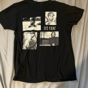 Black Graphic Tee with Iconic Images